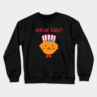 4th of July Superstar Cat in Hat and Bow Tie Crewneck Sweatshirt